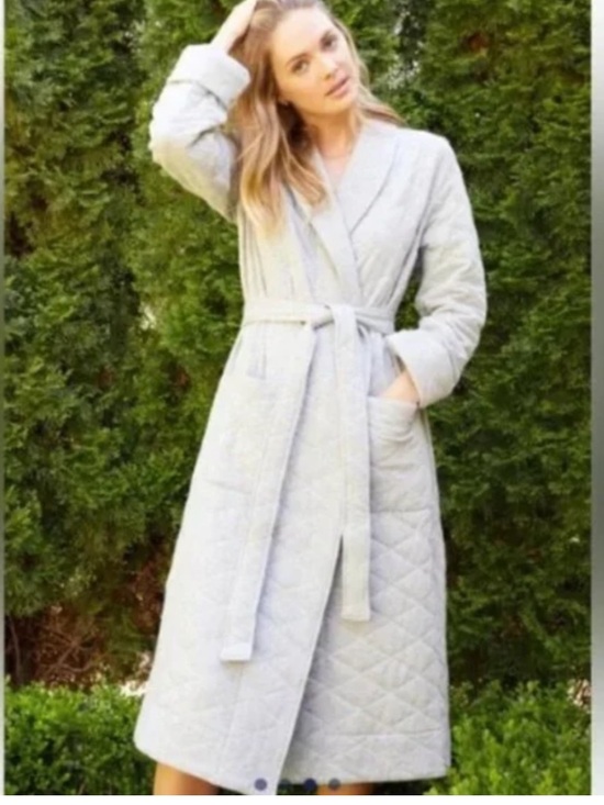 LAKE Other - Lake Heather Gray Quilted Robe Medium 100% Cotton